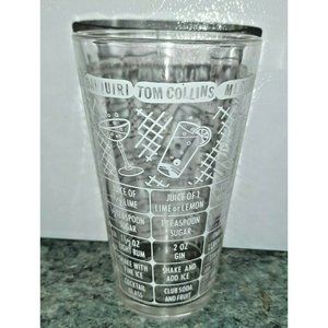 VTG Cocktail Shaker Federal MCM Bartender Glass Drink Recipe 12 oz.